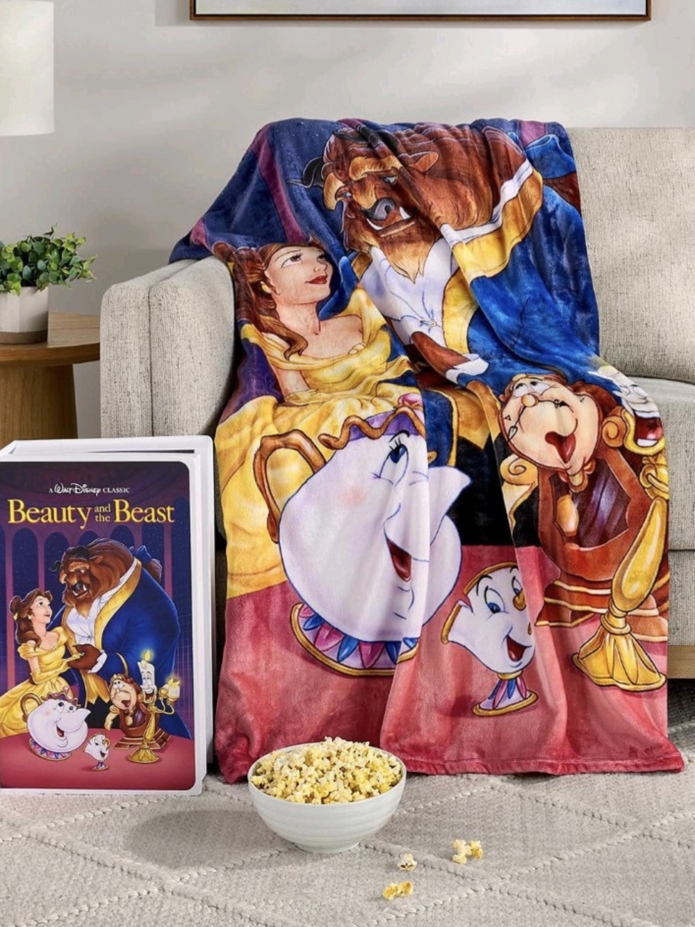 Disney Beauty And The Beast VHS Boxed Silk Touch Throw, 50" x 70" Blanket